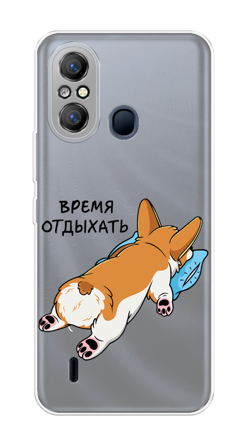 

Чехол на Itel A49 "Корги отдыхает", Черный;коричневый;голубой, 3200750-1