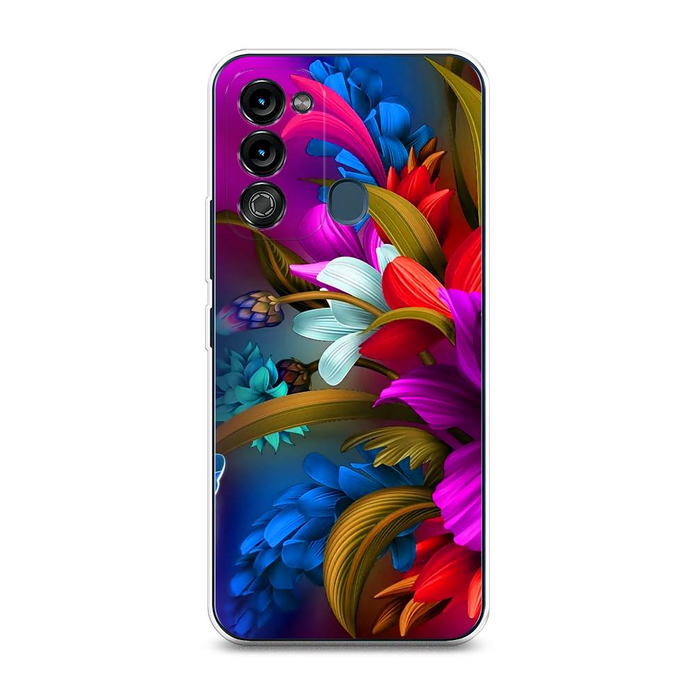 

Чехол на Itel Vision 3 "Фантастические цветы", Фиолетовый;красный;синий, 3200850-2