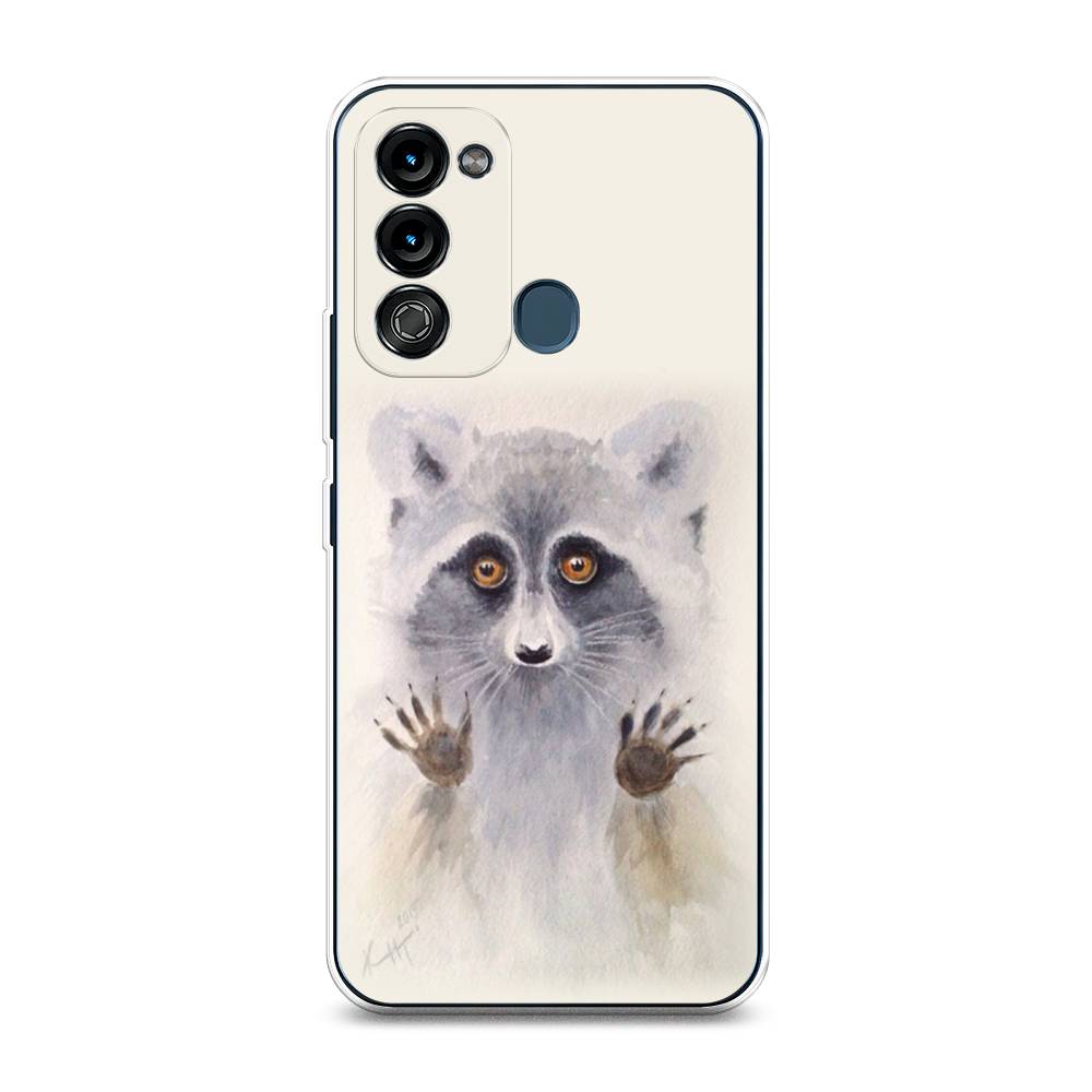 

Чехол на Itel Vision 3 "Енот за стеклом", Бежевый;серый, 3200850-4