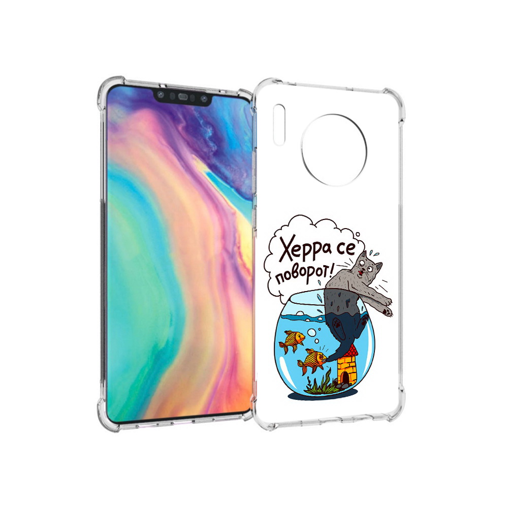 

Чехол MyPads Tocco для Huawei Mate 30 Рыбы с котом, Прозрачный, Tocco