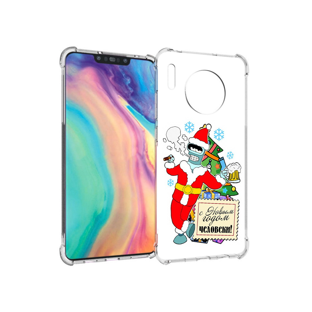 

Чехол MyPads Tocco для Huawei Mate 30 С новым годом человеки, Прозрачный, Tocco