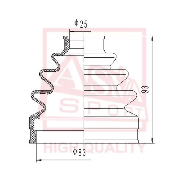 фото Пыльник шрус (комплект без смазки) 25x85x88 nissan honda mitsubishi asva арт. asbt-21