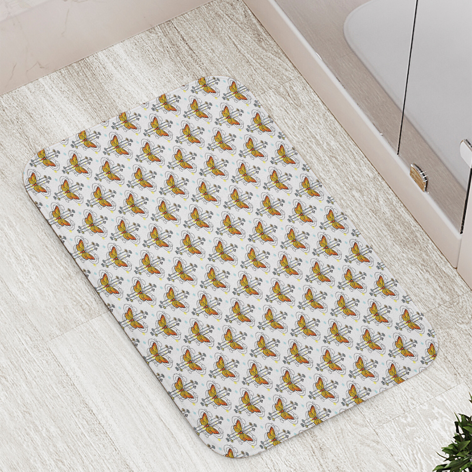 

Коврик противоскользящий JoyArty "Бабочки бохо" для ванной сауны бассейна 77х52 см, Бабочки бохо