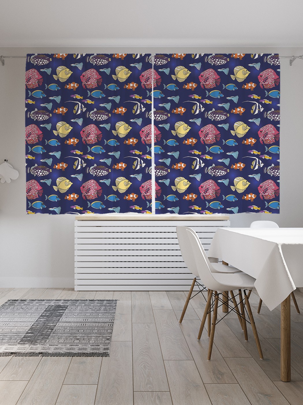 

Классические шторы JoyArty "Яркие рыбки", серия Oxford DeLux, 2 полотна 145x180 см, Яркие рыбки