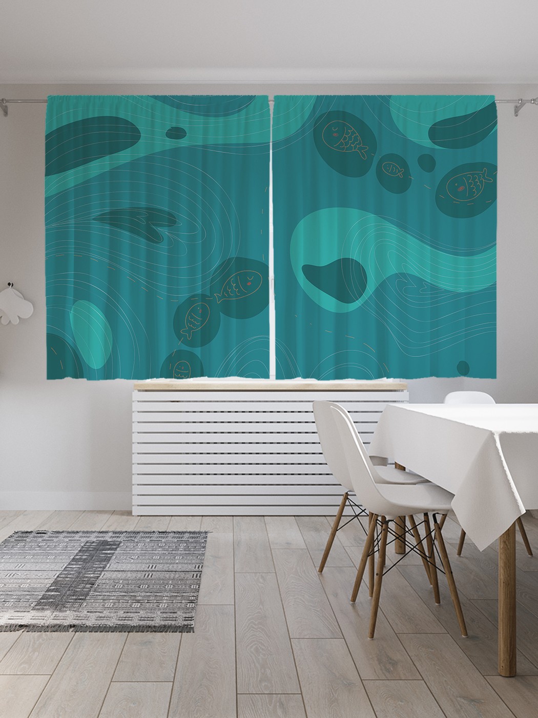 фото Классические шторы joyarty "подводное течение", серия oxford delux, 2 полотна 145x180 см