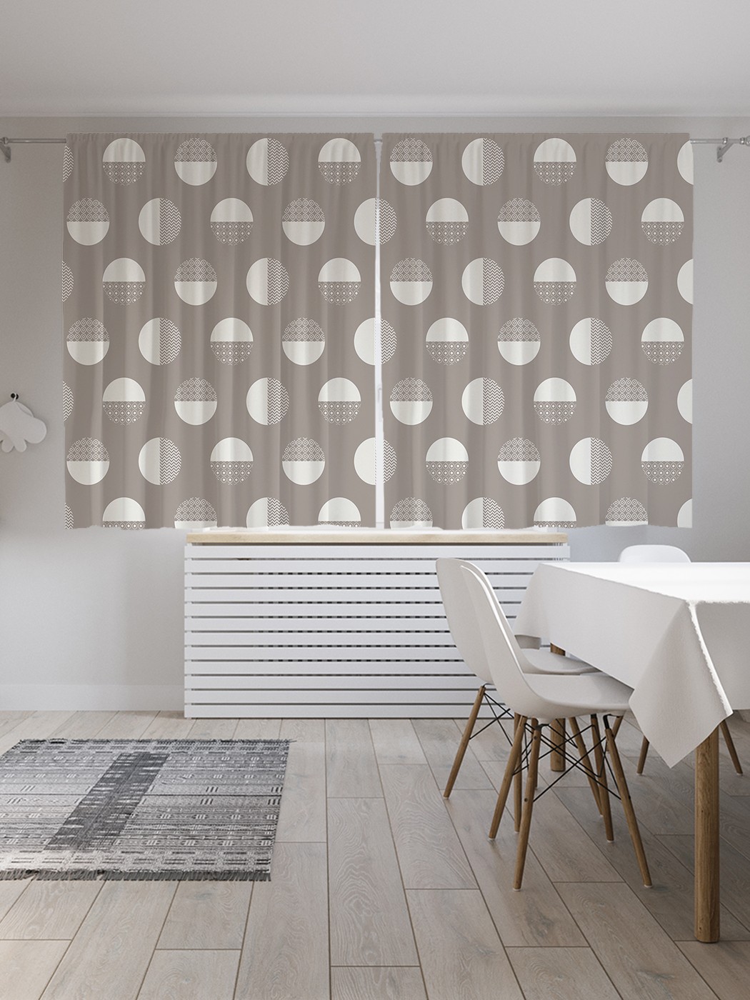 

Классические шторы JoyArty "Орнаментальный полукруг", Oxford DeLux, 2 полотна 145x180 см, Орнаментальный полукруг