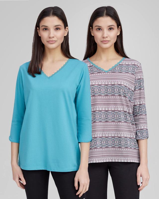

Joliena Collection Комплект футболка 2 шт, р. 50, цвет Принт бирюзовый/бирюзовый, 161128