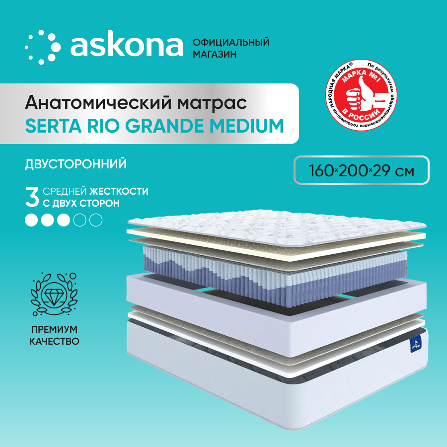 

Матрас Askona Serta Rio Grande Medium 160x200, Serta Rio Grande Medium