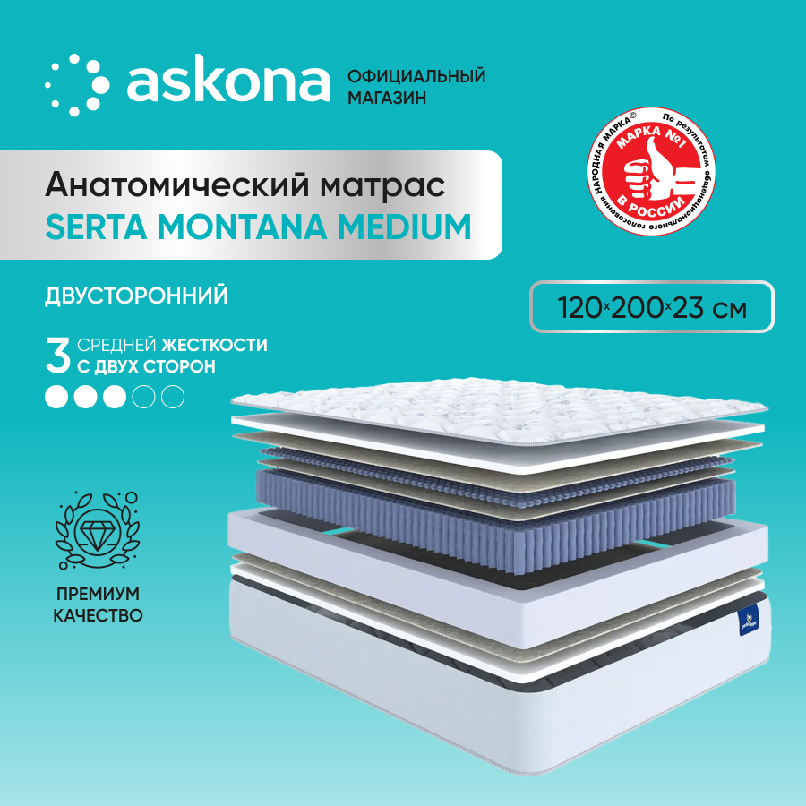 

Матрас Askona Serta Montana Medium 120x200, Serta Montana Medium