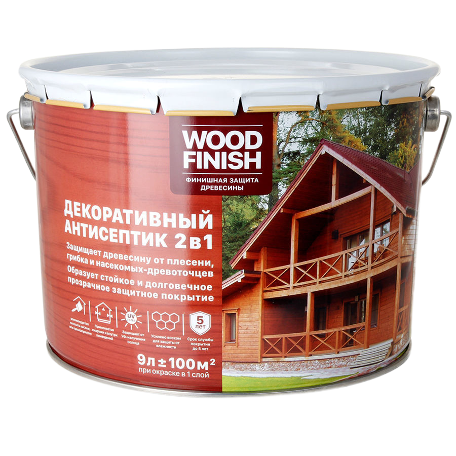 Пропитка для дерева декоративный антисептик DEKART WOOD FINISH Махагон 9л