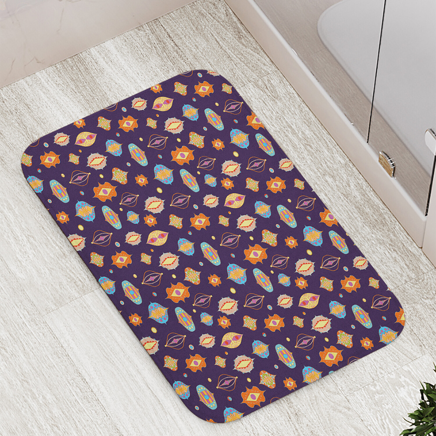 

Коврик JoyArty "Векторные китайские фонари" для ванной сауны бассейна 77х52 см, Векторные китайские фонари