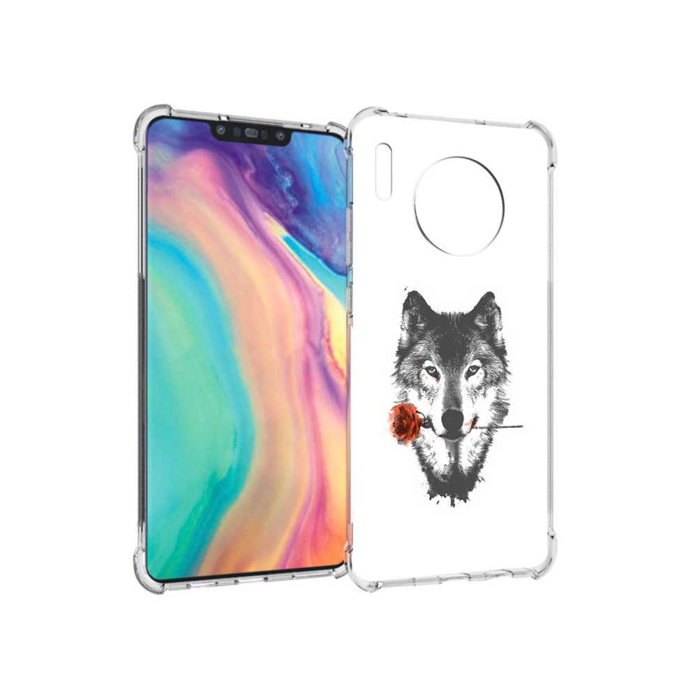 

Чехол MyPads Tocco для Huawei Mate 30 волк с розой, Прозрачный, Tocco