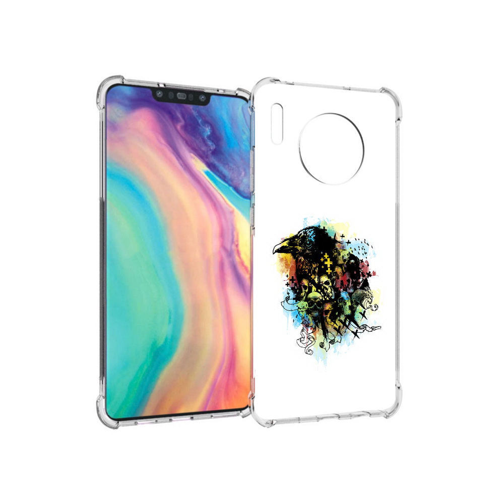 

Чехол MyPads Tocco для Huawei Mate 30 ворон и черепа, Прозрачный, Tocco