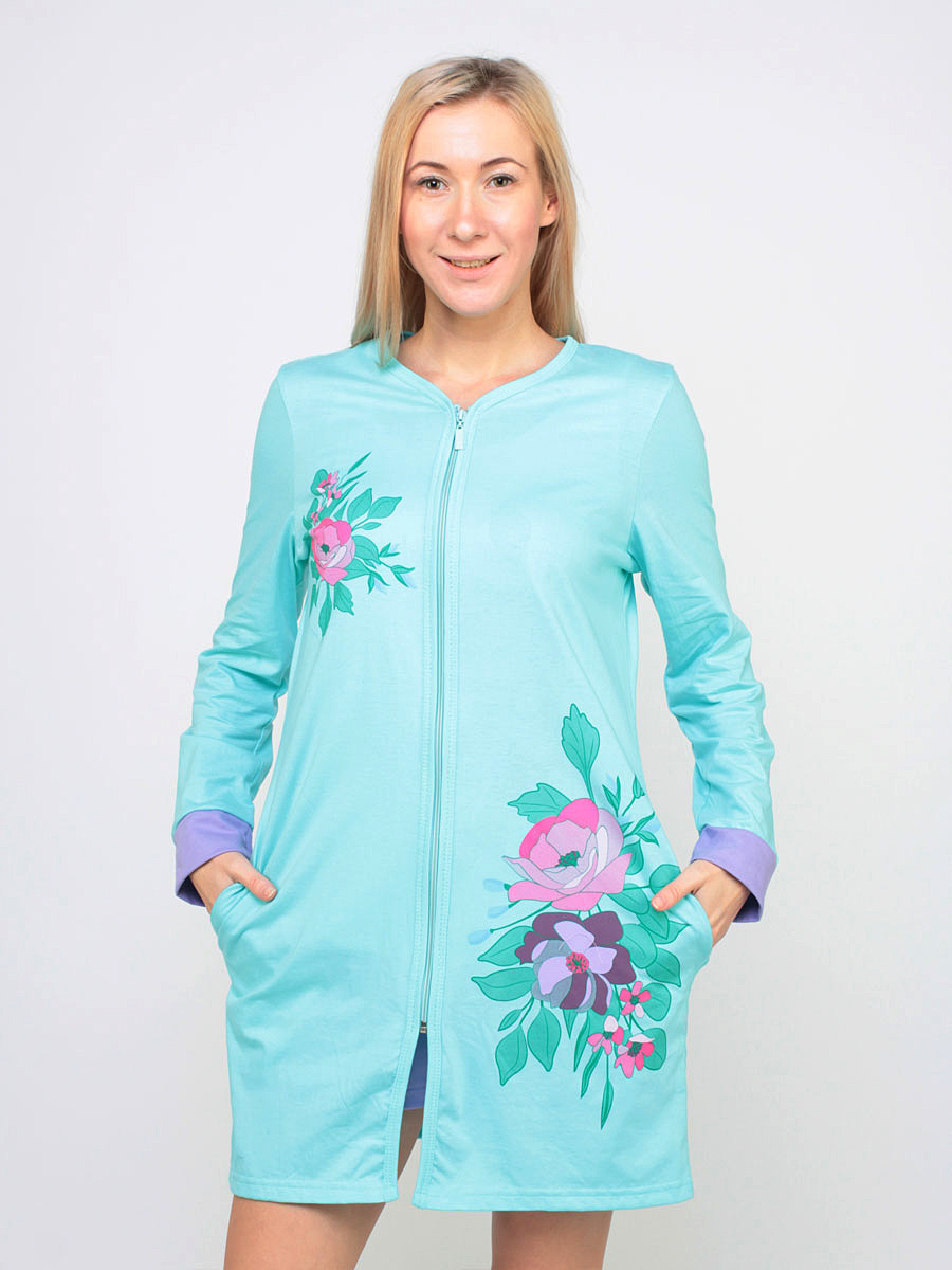 

Халат женский Liza Volkova 12405 бирюзовый 50 RU, 12405