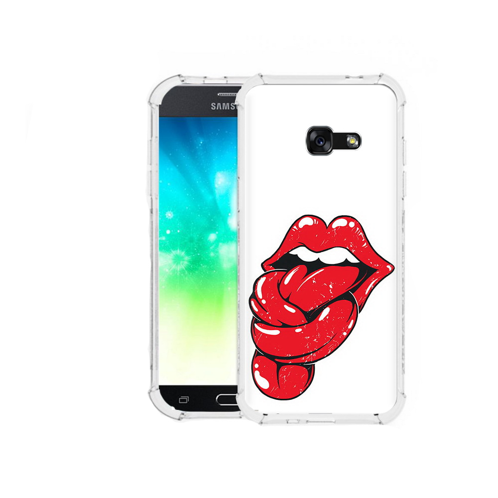 

Чехол MyPads Tocco для Samsung Galaxy A3 (2016) яркие губы с языком, Прозрачный, Tocco