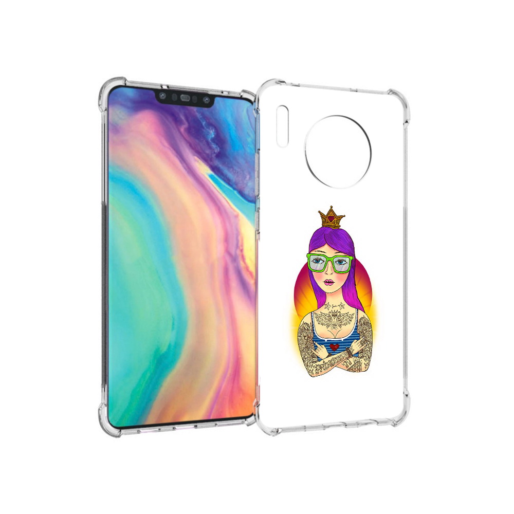 

Чехол MyPads Tocco для Huawei Mate 30 девушка в татуировках с короной, Прозрачный, Tocco