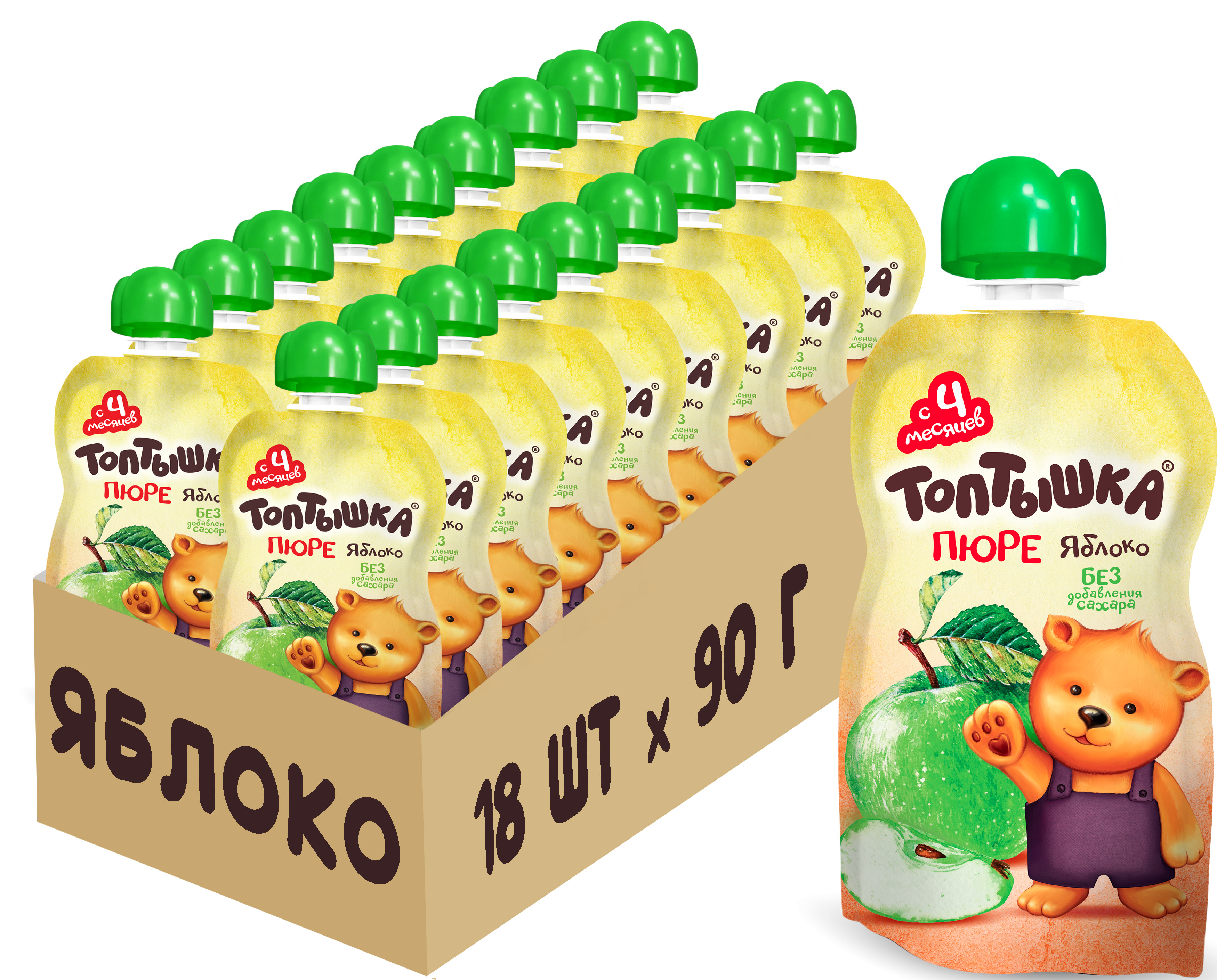 Пюре из яблок для детского питания для детей раннего возраста Топтышка 18шт-90гр