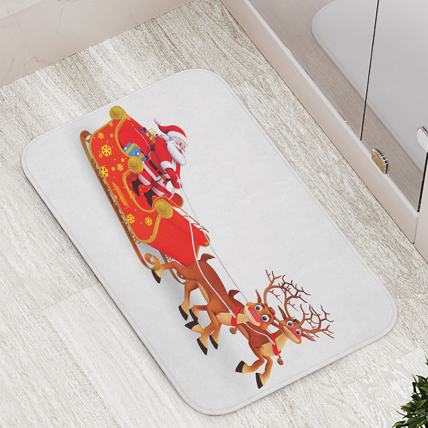 

Коврик противоскользящий JoyArty "Санта в пути" для ванной сауны бассейна 77х52 см, Санта в пути