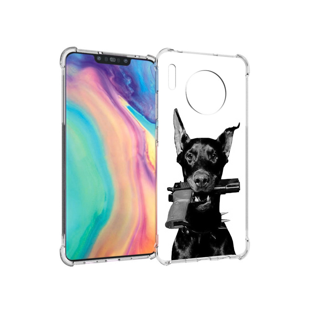 

Чехол MyPads Tocco для Huawei Mate 30 доберман с пистолетом, Прозрачный, Tocco