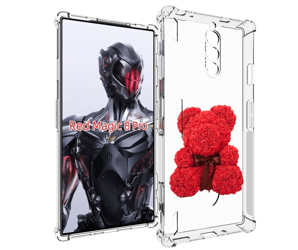 Чехол MyPads мишка-из-розочек для ZTE Nubia Red Magic 8 Pro / Red Magic 8 Pro Plus