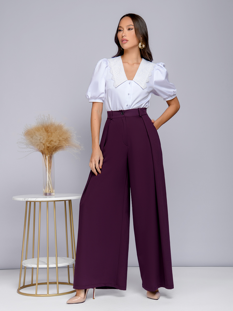 

Брюки женские 1001dress 102649 фиолетовые 54-56, Фиолетовый, 0102649