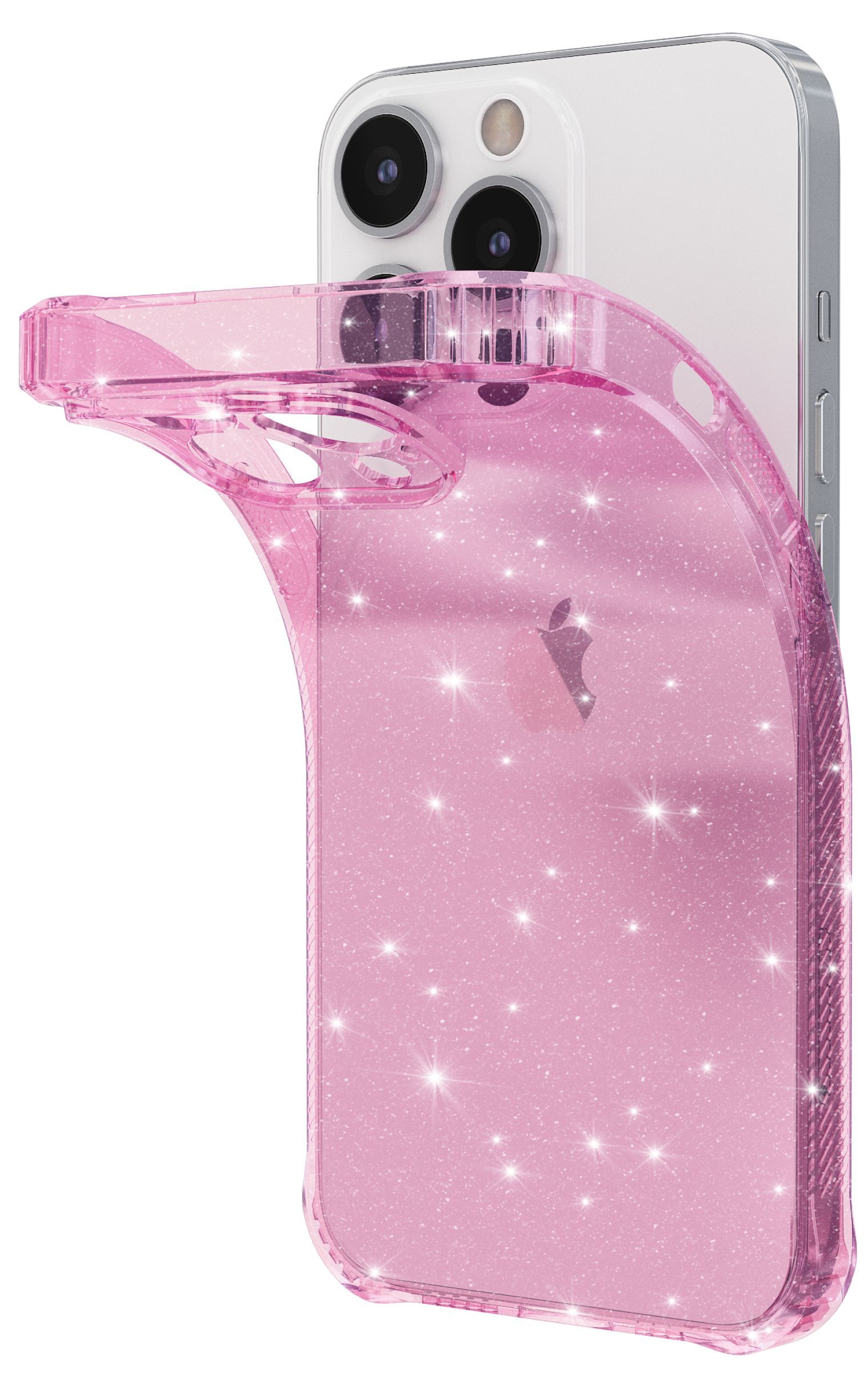Чехол на iPhone 13 Pro розовый блестящий