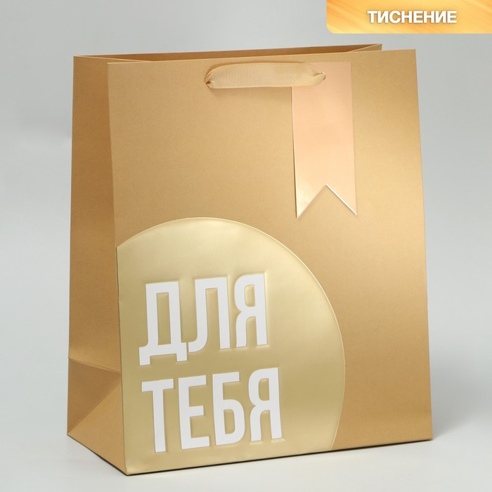 

Пакет подарочный Дарите Счастье Для тебя, ML 23 x 27 x 11.5 см, Бежевый