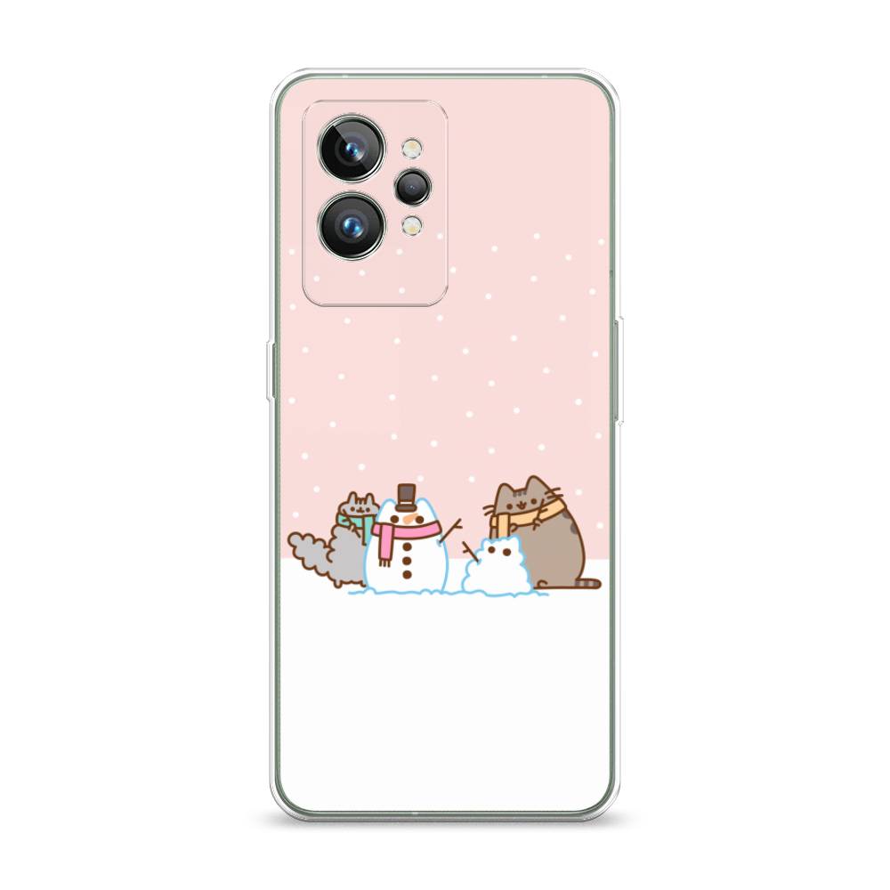 

Чехол на Realme GT 2 Pro "Котики в снегу", Розовый;белый;серый, 258650-5