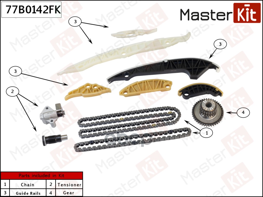 

Комплект Цепи Грм Audi A4/A5/Q5 2.0 Tfsi Cncd/Cnce 05-13 MasterKit арт. 77B0142FK