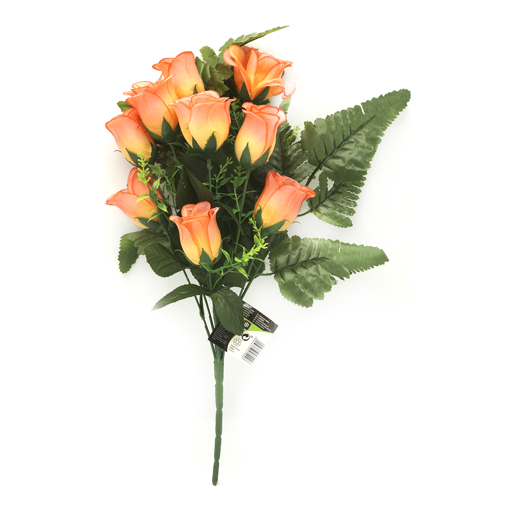 Цветок искусственный Букет роз оранжевый