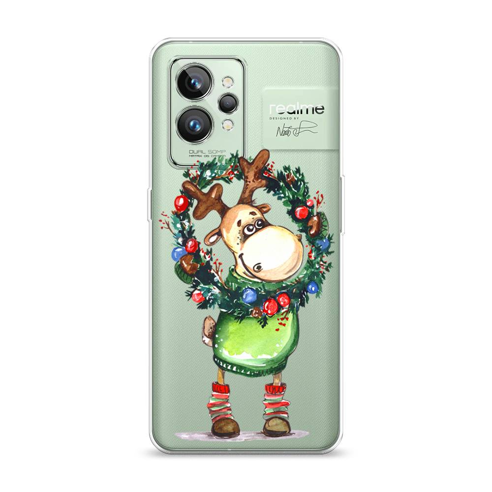 

Чехол на Realme GT 2 Pro "Олень с новогодним венком", 258650-4