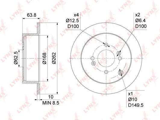 

Тормозной диск LYNXauto задний для Hyundai Accent 05-10, Getz 20-09 BN1049