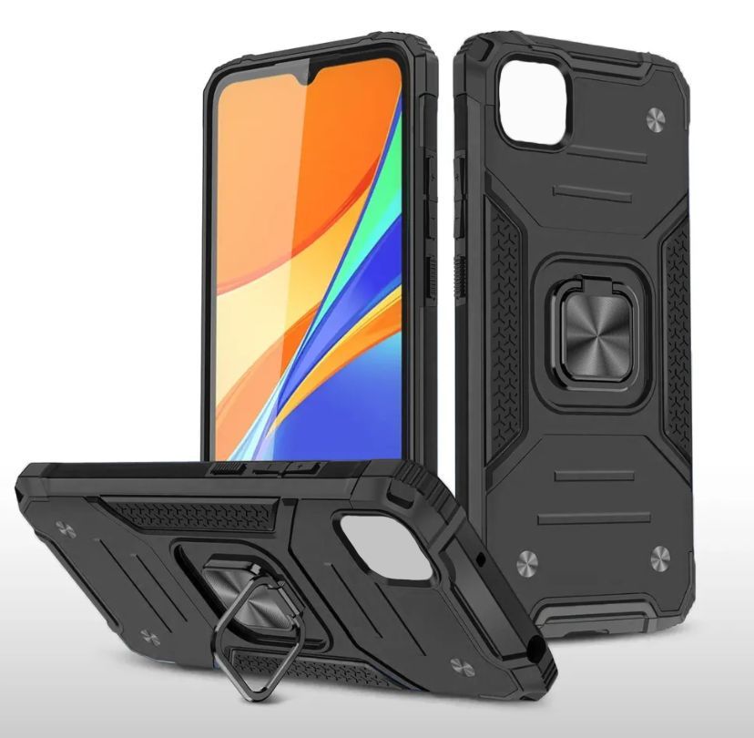 

Противоударный чехол для Realme С11 (2020) черный с кольцом подставкой