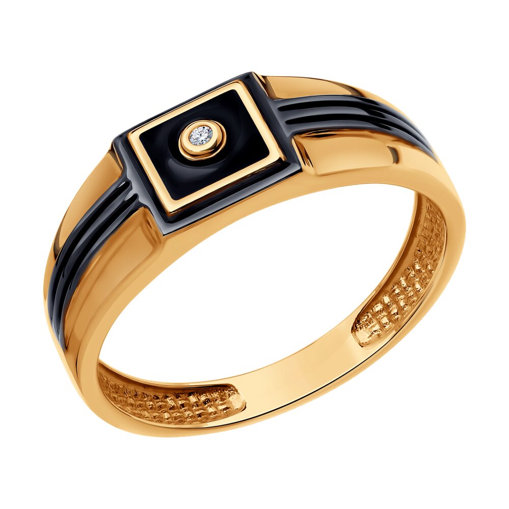 Кольцо из красного золота р. 22 Diamant 51-112-02238-1, фианит\эмаль