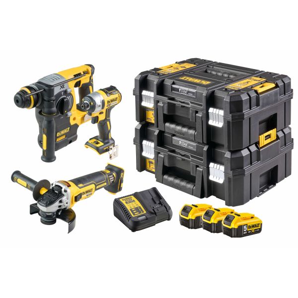 Набор аккумуляторный DEWALT DCK305P3T: перфоратор DCH273 + шуруповерт DCF887 + УШМ DCG405