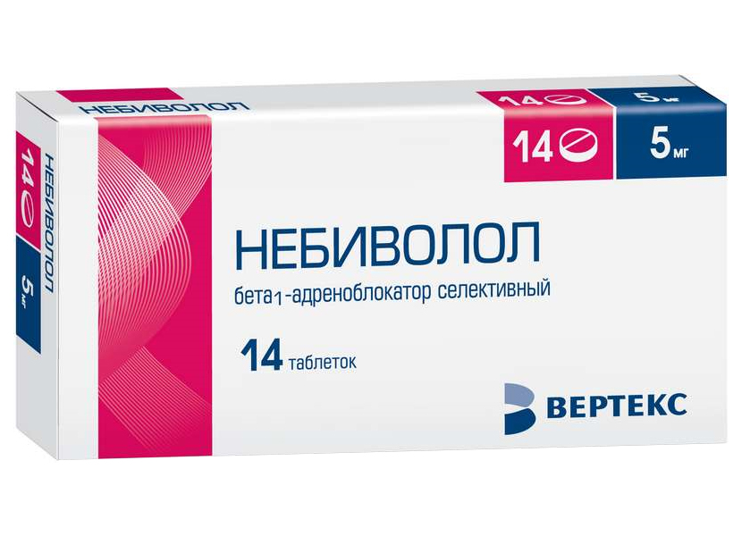 Небиволол таблетки 5 мг 14 шт., Vertex  - купить со скидкой
