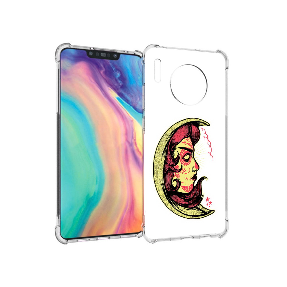 

Чехол MyPads Tocco для Huawei Mate 30 желтый полумесяц с лицом девушки, Прозрачный, Tocco
