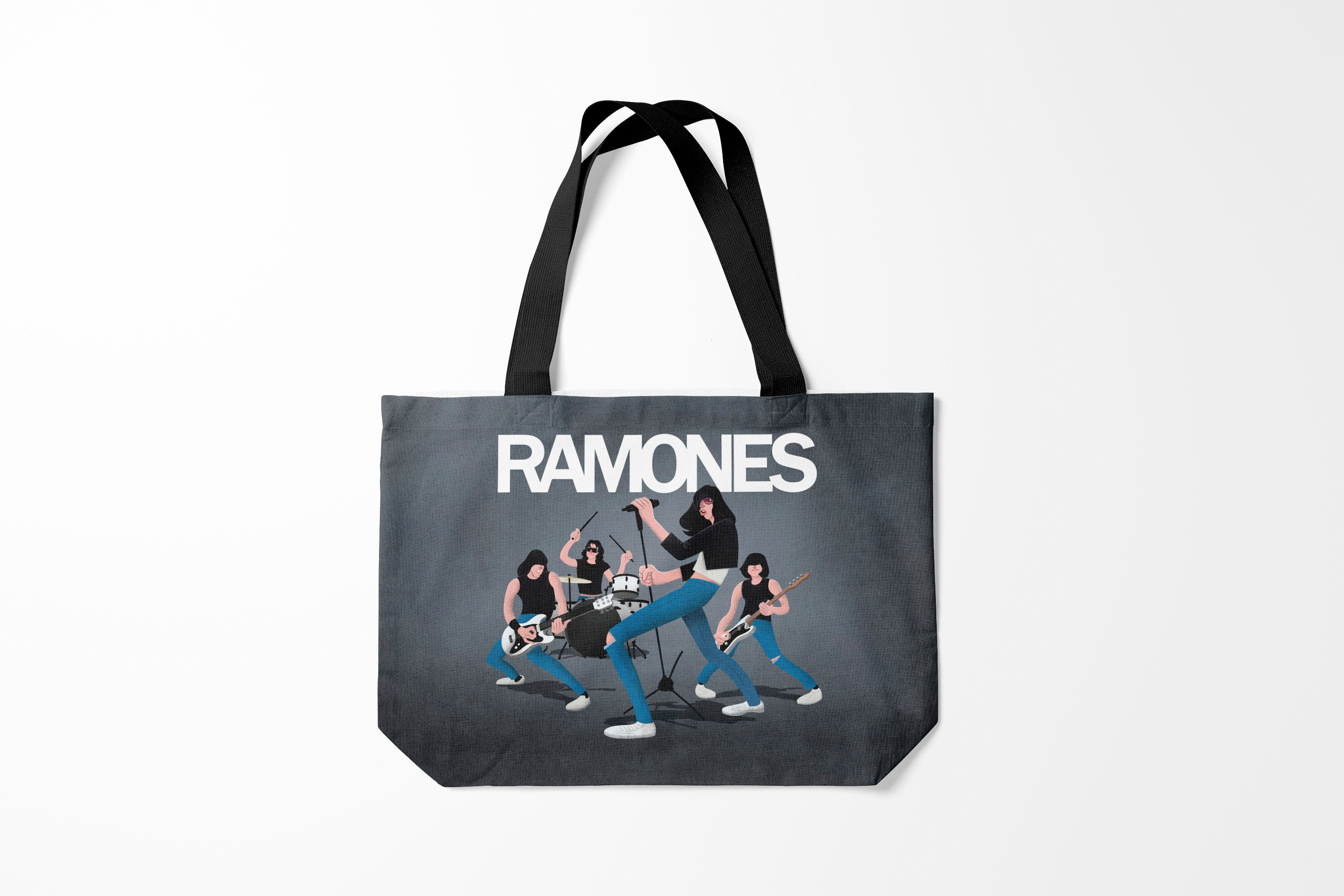 

Сумка шoппер унисекс Burnettie Ramones Мультяшные Рамонс, серый, Ramones Мультяшные Рамонс