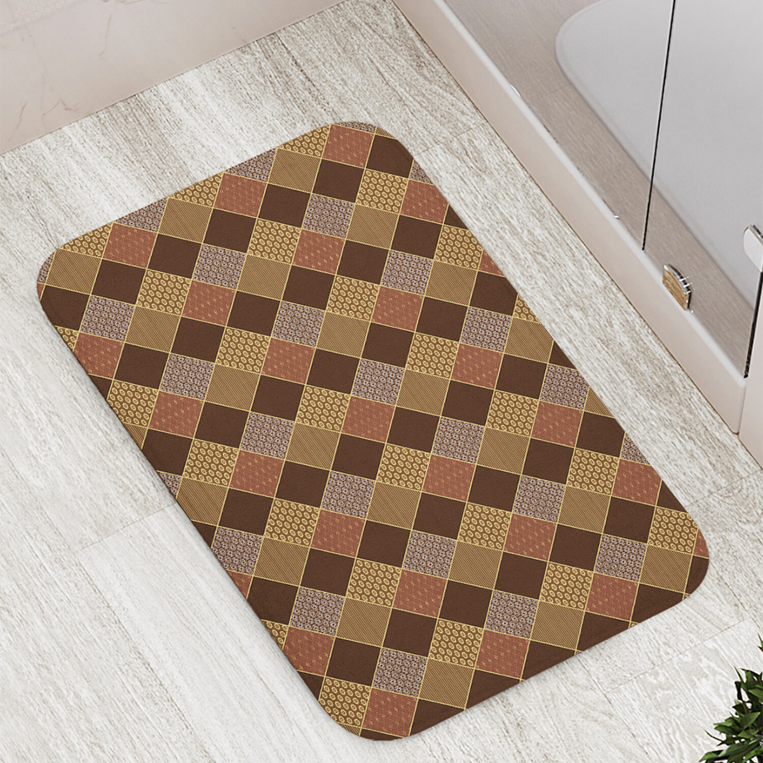 

Коврик противоскользящий JoyArty "Ромбы с орнаментом" для ванной сауны бассейна 77х52см, Ромбы с орнаментом