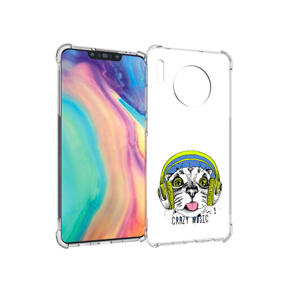 

Чехол MyPads Tocco для Huawei Mate 30 кошка в наушниках рисунок, Прозрачный, Tocco