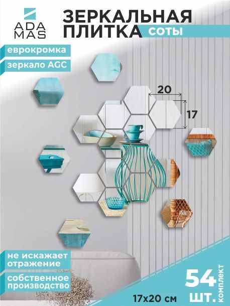 

Зеркальная плитка с еврокромкой Сота 17х20см (54шт.), СОТА ЕВРОКРОМКА