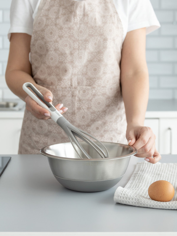 

Миска для смешивания продуктов DeNASTIA D22см 1,9л, серая A000257, силиконовое дно