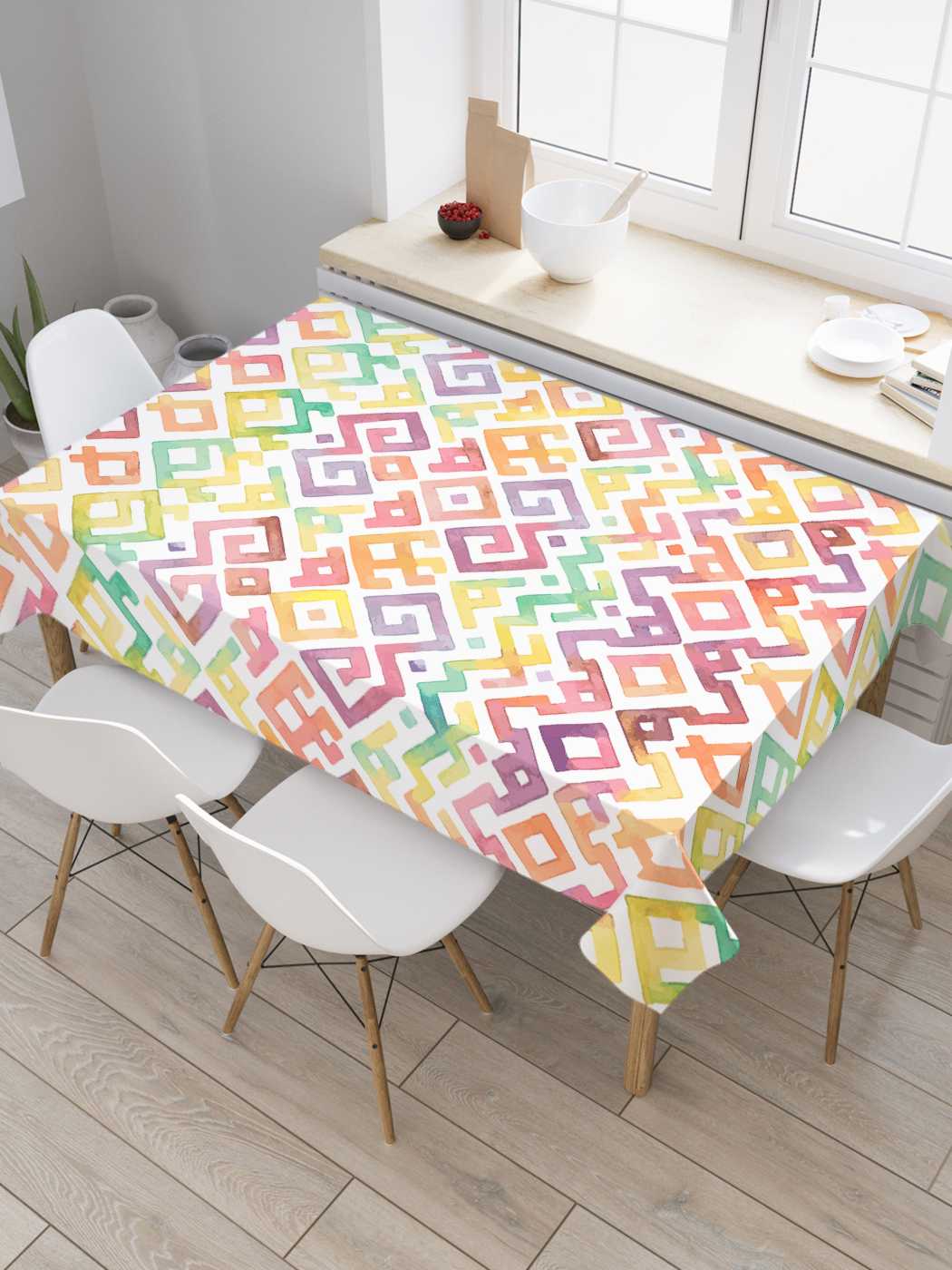 

Скатерть прямоугольная JoyArty "Классический орнамент" из оксфорда, 180x145 см, Серый, Классический орнамент