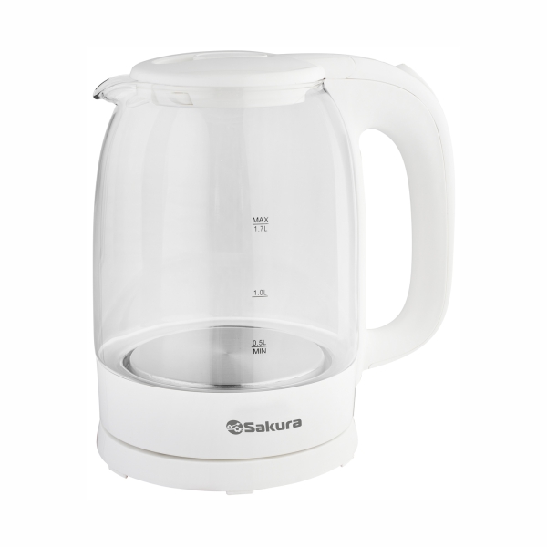 Чайник электрический SAKURA SA-2740W 1.7 л белый выпрямитель волоc sakura sa 4524w белый