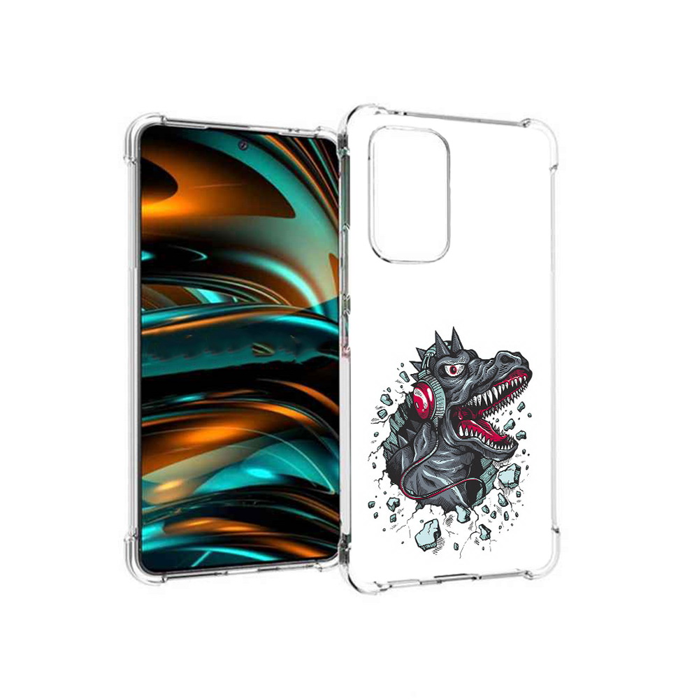 

Чехол MyPads Tocco для Samsung Galaxy A53 5G Нарисованный динозавр в наушниках, Прозрачный, Tocco