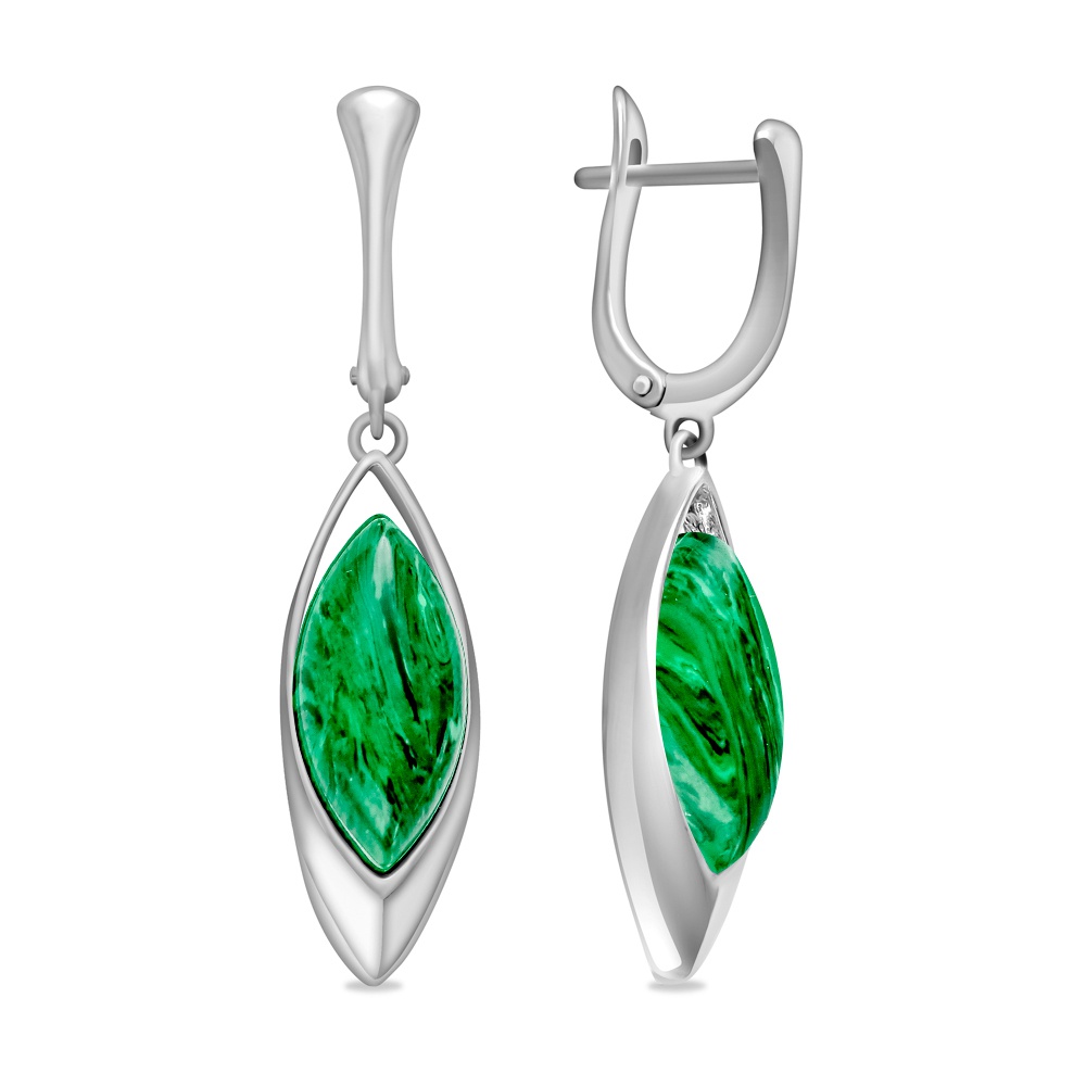 

Серьги подвески из серебра 585Gold 702010149, малахит, 702010149