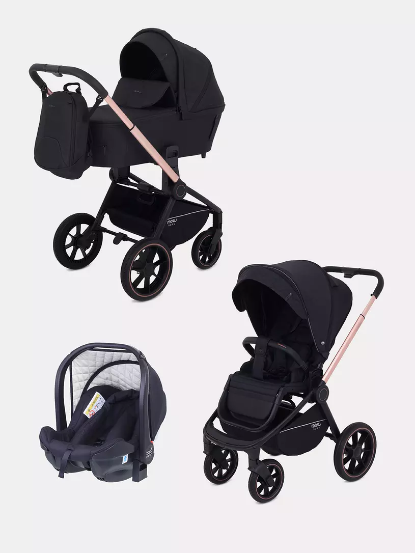 фото Коляска универсальная 3 в 1 mowbaby zoom pu gold black