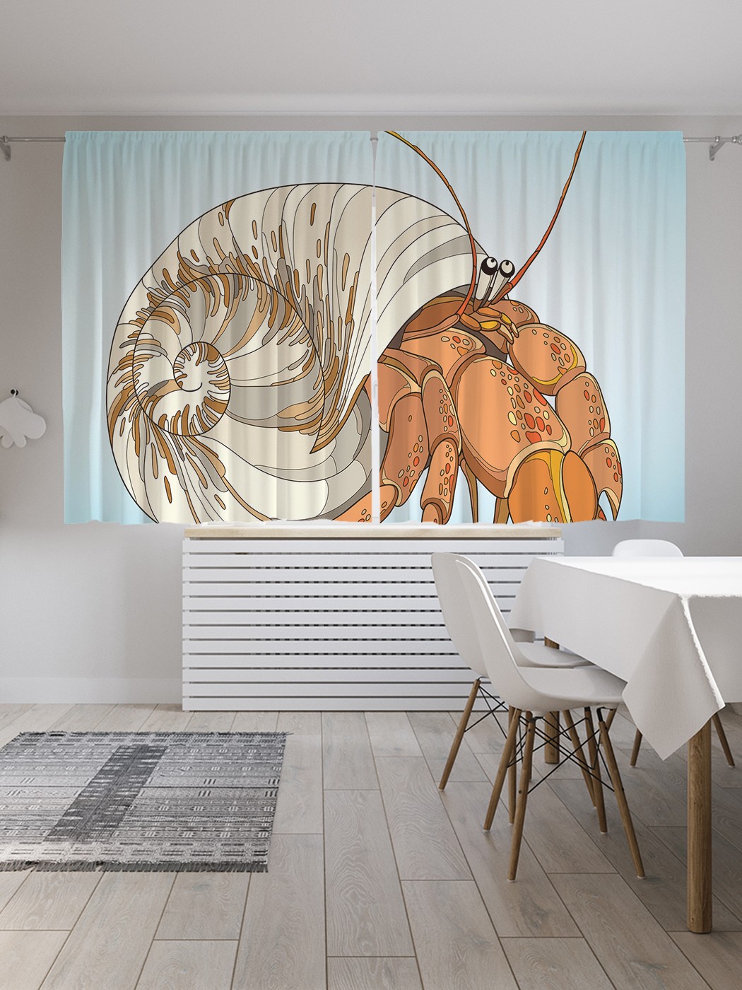 

Шторы с фотопечатью JoyArty "Векторный рак-отшельник" из сатена, 290х180 см, Векторный рак-отшельник