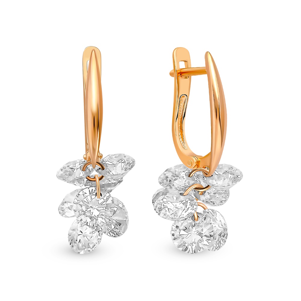 

Серьги подвески из серебра 585Gold 702010220, фианит, 702010220