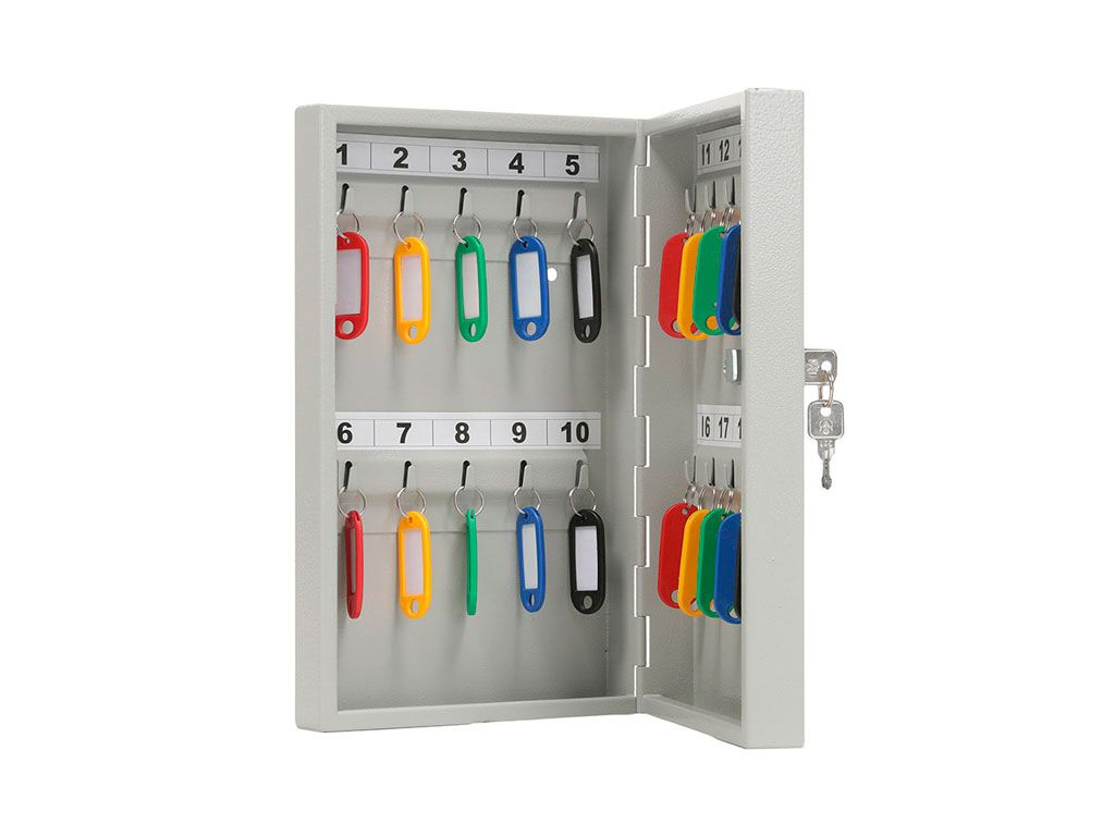 фото Ящик-шкафчик-ключница металлическая настенная key-20 на 20 ключей 300x185x59 мм aiko